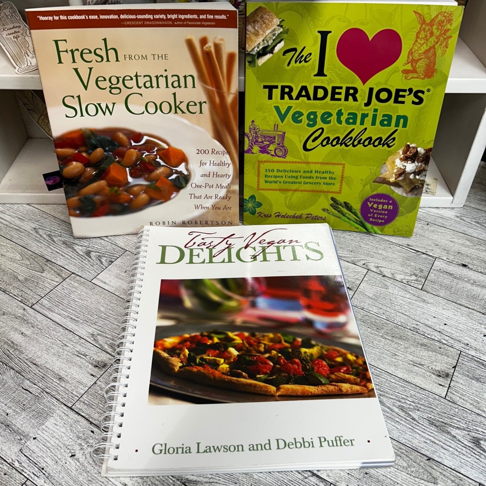 Vegetarian & Vegan Cookbook Lot 3 Books Slow Cooker Trader Joes